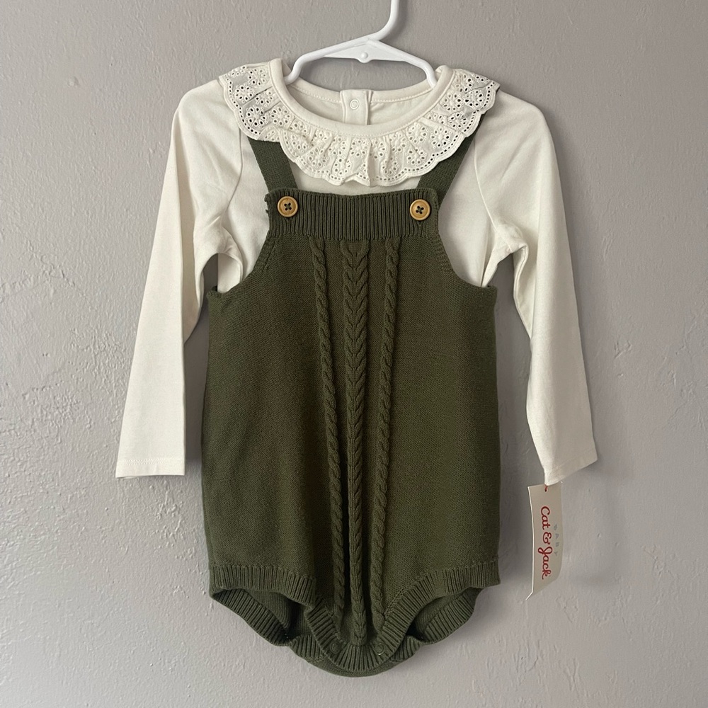 Cat & Jack Toddler Collared Sweater Overall Outfit NWT- 24 months